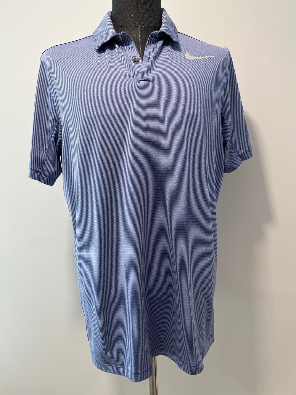 Nike Dri-fit Golf Polo Light Blue Micro Stripes The Kelly Project Men's Large